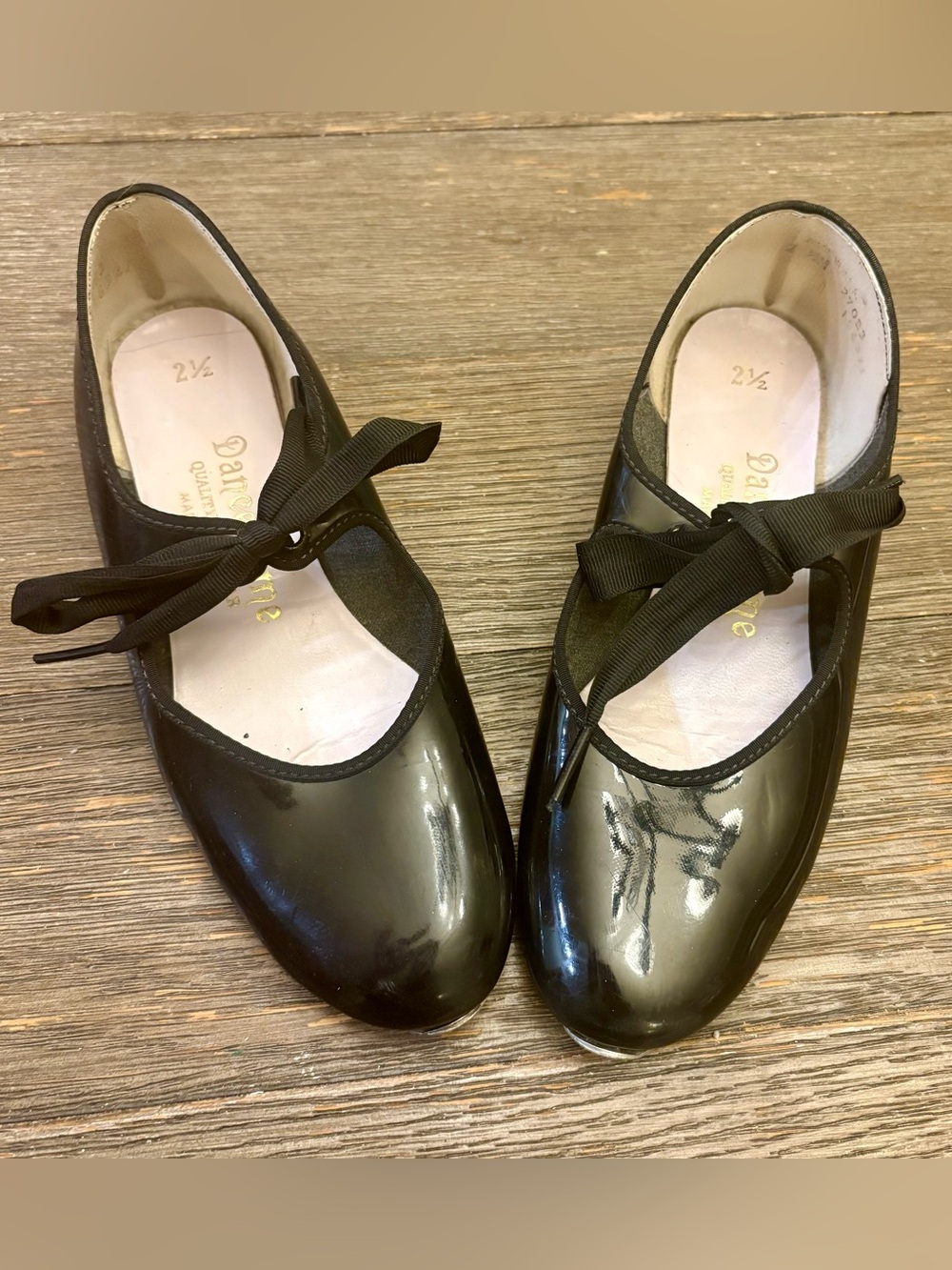 Dance Time Girls Black Patent Mary Jane Tap Shoes